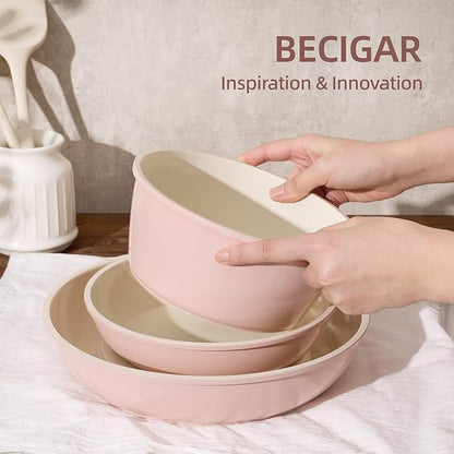 BECIGAR 8PCS Ceramic Cookware,Nonstick Ceramic Pan, Removable Handle Pots and Pans Set, Stackable Pan Set, Nonstick Pots and Pans Set Non Stick pot(Pink) - Image 5