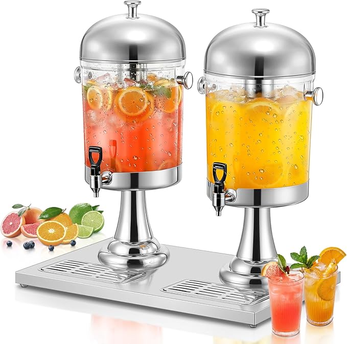 Beverage Dispenser for Parties 4.5 Gallon, Stainless Steel Drink Dispenser with Stand, Commercial Hot & Cold Juice Dispenser, Ice Core & Drip Trays for Beer, Lemonade Ideal for Parties Buffet Home Bar by HOME