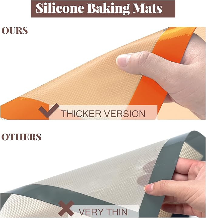 Silicone Baking Mat Set, Reusable Baking Mat, Non-Stick, Food Safe Silicone Mats for Baking, Oven Baking Sheet for Making Cookies, Macaroons, Bread - Image 7