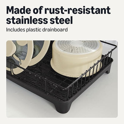 Amazon Basics Stainless Steel Dish Drying Rack, 15.2 x 11.6 x 4 in., Black - Image 3