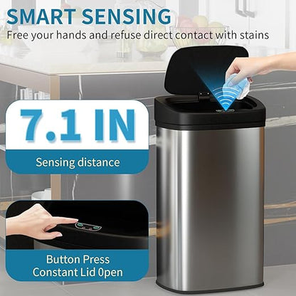 22 Gallon Big Kitchen Trash Can with Lid, Automatic Motion Sensor Garbage Can, 82 L Large Waste Bin, Stainless Steel Tall Kitchen Trash Can Metal Trash Bins for Kitchen, Home, Office