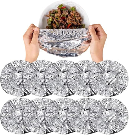 Ouliget Repeatable Film Insulation Cover,Aluminium Foil Elastic Food Bowl Storage Covers,Food Fresh Keeping Bags for Sandwich Wraps Burritos BBQ Cooking Storing Food,10 Pieces by OULIGET