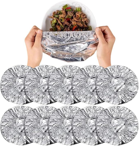 Ouliget Repeatable Film Insulation Cover,Aluminium Foil Elastic Food Bowl Storage Covers,Food Fresh Keeping Bags for Sandwich Wraps Burritos BBQ Cooking Storing Food,10 Pieces by OULIGET
