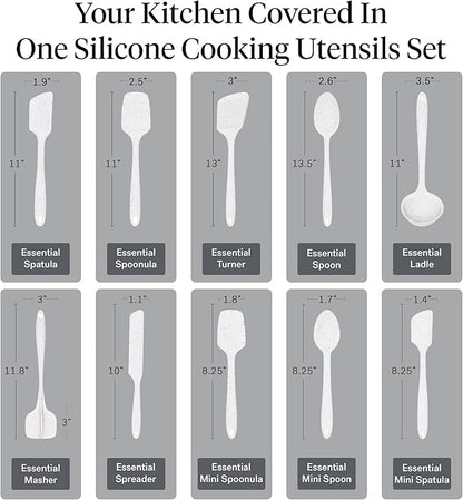 GIR: Get It Right 10-Piece Silicone Essentials Kitchen utensils set - Ladle, Spatula, Flip, Spoon & Spoonula - Non toxic cooking utensils for Nonstick Cookware, Cooking and Baking - Confetti - Image 3