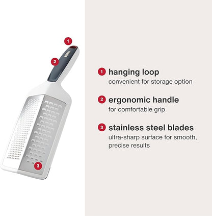 Zyliss SmoothGlide Dual Grater – Handheld with Stainless Steel Blades & Ergonomic Handle – Dual-Sided Medium & Coarse Grater for Cheese, Vegetables, Chocolate & More with Protective Cover