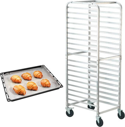 VEVOR Bun Pan Rack, 20-Tier Commercial Bakery Racks with Brake Wheels, Aluminum Racking Trolley Storage for Half & Full Sheet, Speed Rack For Kitchen Home, Bread Baking Equipment, 26"L x 20.4"W x 70"H by VEVOR
