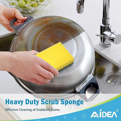 AIDEA Sponges Kitchen, 50 Pack Heavy Duty Dish Sponge, Cleaning Dish Scrubber Sponge for Home and Kitchen, Stink-Free Cleaning Supplies for Pots, Pans