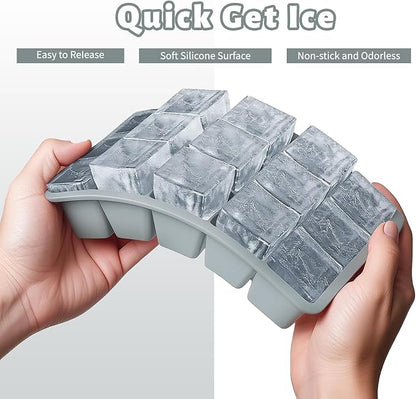 Silicone Ice Cube Tray 3 Pack - EASY RELEASE ice cube tray with lid, BPA Free Ice Cubes Trays for Freezer,ice cube mold for Cocktail,Whiskey (Black+Grey+Mint) - Image 5