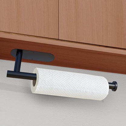 DEKAVA Paper Towel Holder Under Cabinet Wall Mount for Kitchen Towel, Self-Adhesive Bar, Rack, SUS304 Stainless Steel 13 inch (BlackA, 1) - Image 3