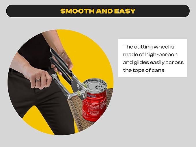 Heavy Duty Can Opener with Magnet – Commercial Can Opener Manual for Seniors, Hand Held, Sharp Blade, Smooth Edge – Folding Knob for Easy Storage, Built in Bottle Opener - Image 4