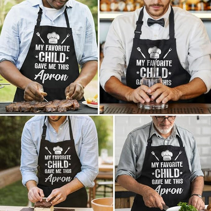 SANDJEST Funny Mens Aprons with Pockets for BBQ Grilling Cooking Grandpa Husband Apron for Birthday Christmas Father's Day