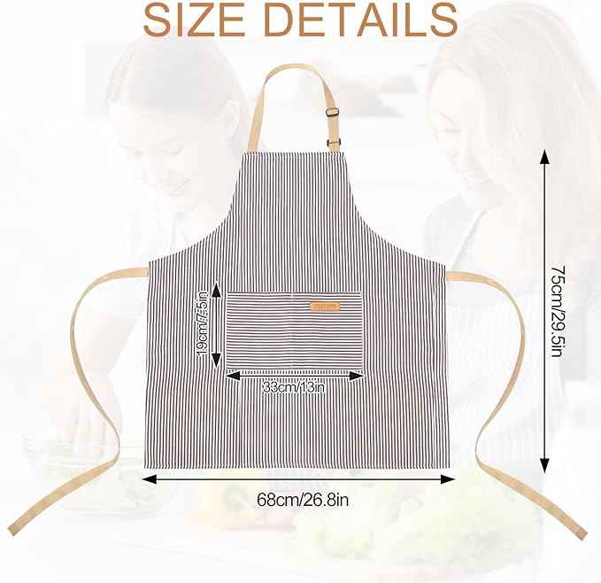 VALOME 2 Pack Kitchen Aprons, Apron for Cooking with 2 Pockets, Unisex Adjustable Neck Strap Chef Aprons for Men Women - Image 2