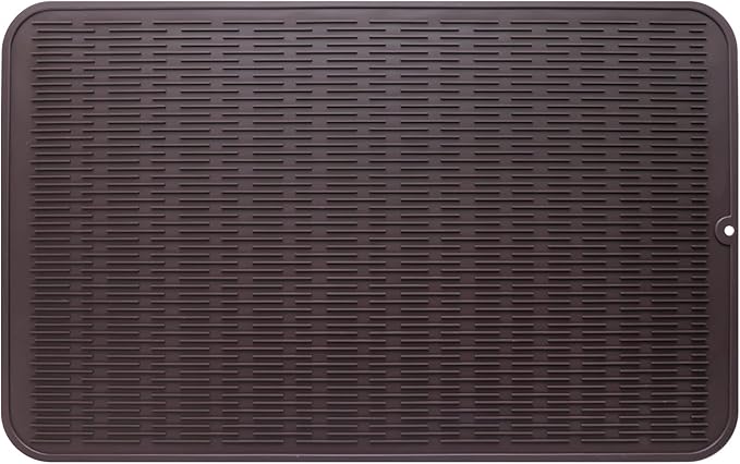 MicoYang Silicone Dish Drying Mat for Multiple Usage,Easy clean,Eco-friendly,Heat-resistant Silicone Mat for Kitchen Counter or Sink,Refrigerator or Drawer Liner Coffee 3XL 28 inches x 18 inches by MicoYang