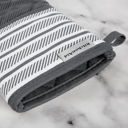 KitchenAid Albany Oven Mitt 2-Pack Set, Charcoal Grey, 7"x13"