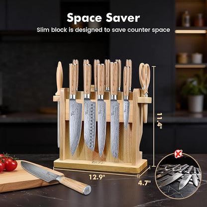 SYOKAMI 2026 Upgrade Knife Set 14 Japanese Style Kitchen Knife Set with Torii-Style Magnetic Block, Razor-Sharp High Carbon Stainless Steel Knives Set for Kitchen with Anti-Slip Handle, Gift for Mom