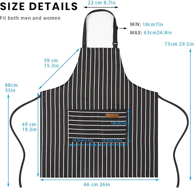BeLuyi 2 Pack Adjustable Bib Apron with 2 Pockets Chef Cooking Kitchen Restaurant Aprons for Women Men - Image 3