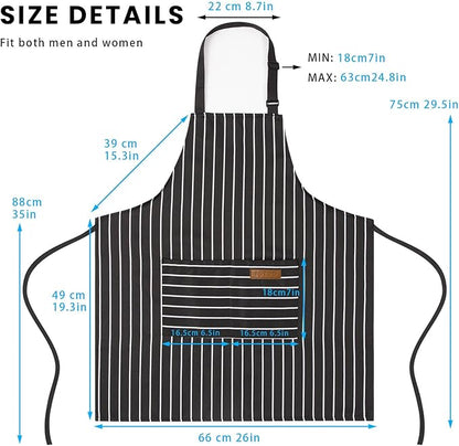 BeLuyi 2 Pack Adjustable Bib Apron with 2 Pockets Chef Cooking Kitchen Restaurant Aprons for Women Men - Image 3