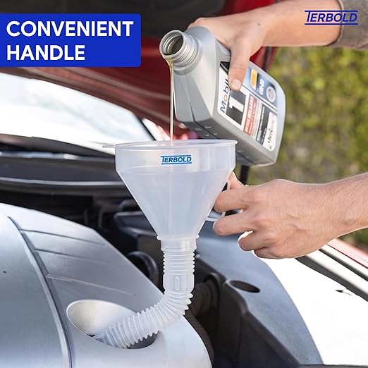Automotive Flex Funnel with Hose | Wide Mouth Flexible Oil Funnel for Automotive Use - Gas, Transmission Fluid, Car Fuel, Oil Change (Clear) - Image 6