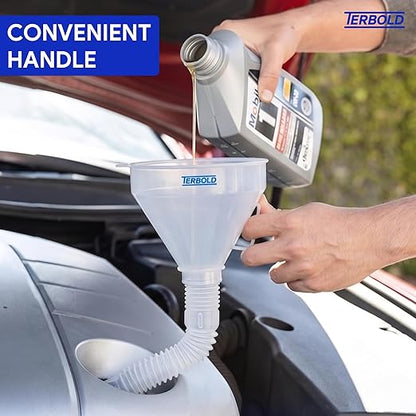 Automotive Flex Funnel with Hose | Wide Mouth Flexible Oil Funnel for Automotive Use - Gas, Transmission Fluid, Car Fuel, Oil Change (Clear) - Image 6