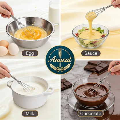 Anaeat Mini Wire Whisks, Set of 4 Portable Stainless Steel Kitchen Tiny Whisk & Egg Beater with Thick Wire - Sturdy Small Mixing Balloon for Cooking, Blending, Whiping, Beating and Stirring (5" + 7") - Image 4