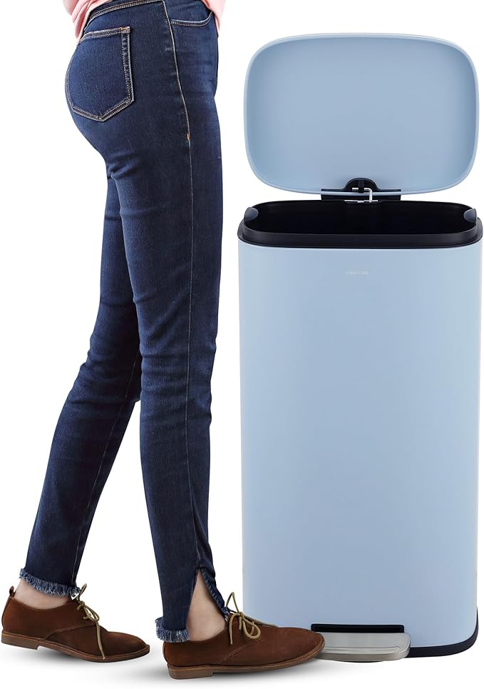 happimess HPM1006H Connor Rectangular 13-Gallon Trash Can with Soft-Close Lid and Free Mini Trash Can, Fingerprint Resistant, Modern, Minimalistic for Home, Kitchen, Office, Bathroom, Tide Pool Blue - Image 6