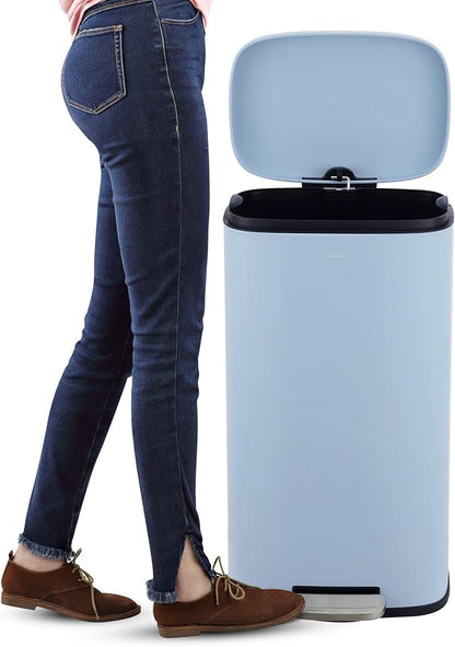 happimess HPM1006H Connor Rectangular 13-Gallon Trash Can with Soft-Close Lid and Free Mini Trash Can, Fingerprint Resistant, Modern, Minimalistic for Home, Kitchen, Office, Bathroom, Tide Pool Blue - Image 6
