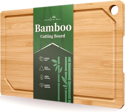 Kitsure Bamboo Cutting Board - Multi-Sizes Wooden Cutting Boards for Kitchen, Convenient Kitchen Essentials with Deep Juice Grooves, Cutting Board for Chopping & Serving, X-Large, Natural by Kitsure