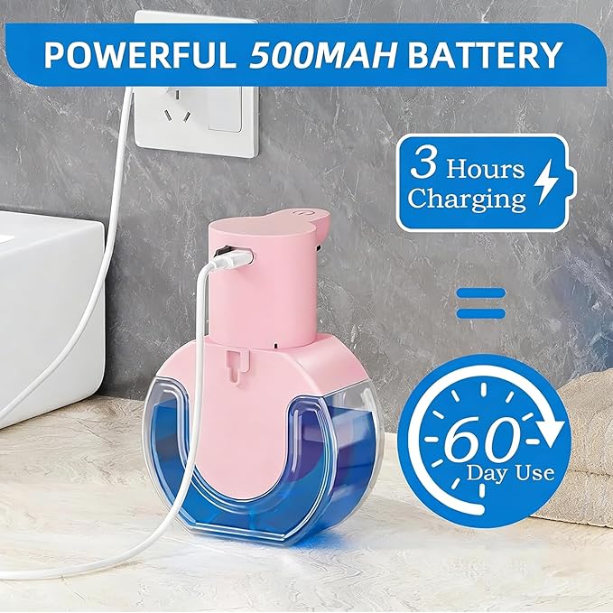 Automatic Soap Dispenser Touchless,Liquid Soap Dispenser USB Rechargeable,15oz/420ml Hand Soap Dispenser,4-Level Adjustable,Wall Mounted/Countertop Soap Dispenser for Bathroom Kitchen Dish Soap - Image 6