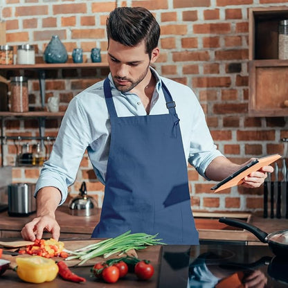 15 Pcs Adult Aprons Bulk with Pockets Adjustable Bib Chef Apron for Women Men Painting Cooking Crafting (S/L) - Image 7