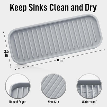 Zulay Kitchen (9x3.5in) Sponge Holder for Kitchen Sink - Flexible Heavy-Duty Multipurpose Sink Caddy - Counter Organizer for Kitchen, Bathroom, Makeup, Trinkets & More! (Grey) - Image 4