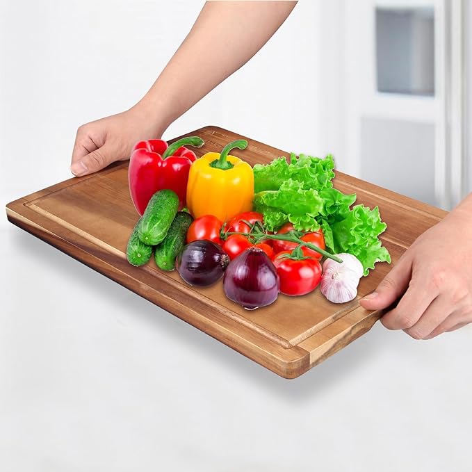 Decorative Acacia Wood Cutting Boards for Kitchen Meat Large Charcuterie Boards Best Hardwood Solid Chopping Board Butcher Block Bread Serving Cheese Board Big Maple Carving Cutting Board Non Toxic - Image 7