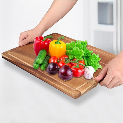 Decorative Acacia Wood Cutting Boards for Kitchen Meat Large Charcuterie Boards Best Hardwood Solid Chopping Board Butcher Block Bread Serving Cheese Board Big Maple Carving Cutting Board Non Toxic - Image 7