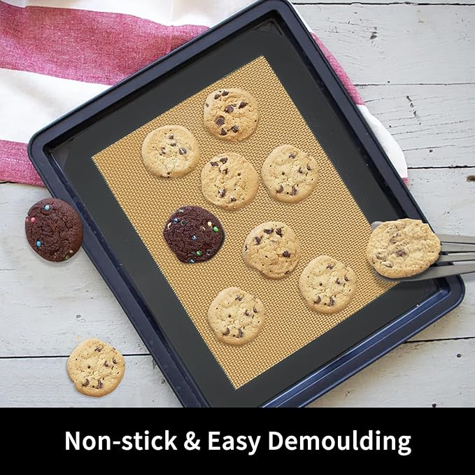 Small Silicone Baking Mats, Set of 4,11-4/5x8-1/4 Inch Quarter Sheet Size, Non Stick, BPA Free, 1/4 Baking Sheet Pan Liner for Cookies, Macaron, Bread, Pastry, Toaster (Grey) - Image 3
