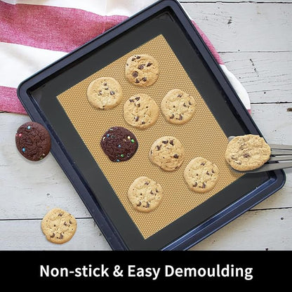 Small Silicone Baking Mats, Set of 4,11-4/5x8-1/4 Inch Quarter Sheet Size, Non Stick, BPA Free, 1/4 Baking Sheet Pan Liner for Cookies, Macaron, Bread, Pastry, Toaster (Grey) - Image 3