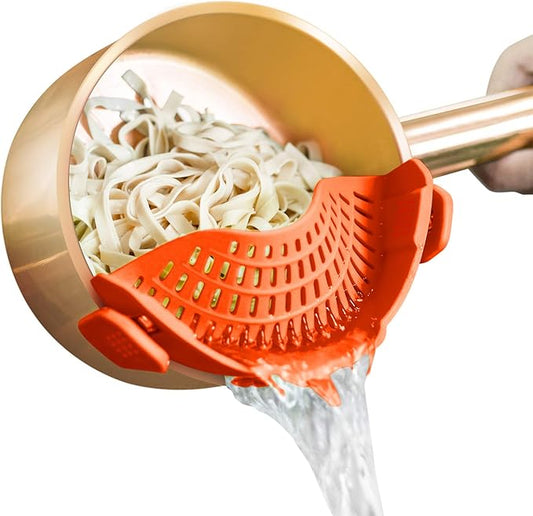 Clip On Strainer Silicone for all Pots and Pans, AUOON Pasta Strainer Clip on Food Strainer for Meat Vegetables Fruit Silicone Kitchen Colander by AUOON