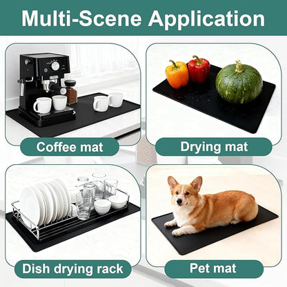 Silicone Coffee Mat, 24"X16" Heat-Resistant,Eco-friendly,Hygienic Drying Pad,Leak-Proof and Non-Slip,Removable Silicone Mat with Concave and Convex Design,（Black 24X16） - Image 5