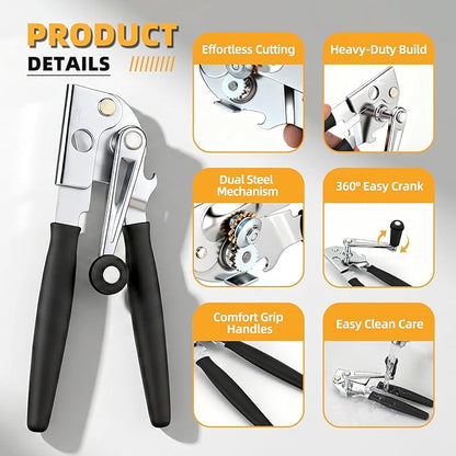 Manual Can Opener,Easy-Grip Hand Crank Can Opener for Seniors & Arthritis - Ergonomic Manual Opener, Heavy Duty for Large Cans, Safe & Comfortable Use at Home or Restaurant - Image 3