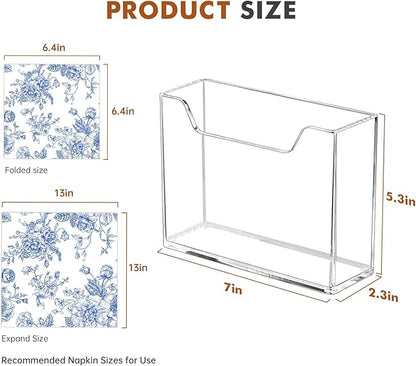 Kordory Acrylic Napkin Holder for Table, Clear Plastic Vertical Napkins Holders, Modern Square Paper Napkin Holders for Kitchen, Dinner Table Guest Napkin Holder for Home, Hotel, Restaurant, Bar