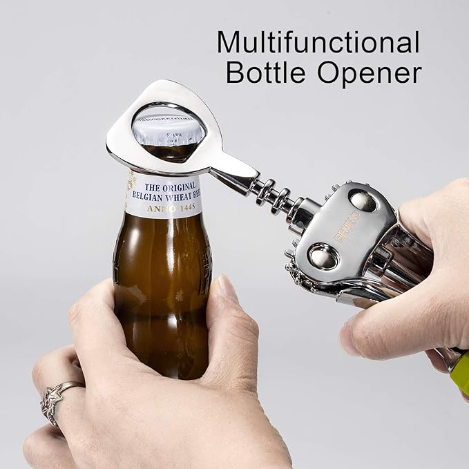 Beneno Wine Opener, Zinc Alloy Premium Wing Corkscrew with Multifunctional Bottles Opener, Sharp Wine Corkscrew with Ergonomic Non-Slip Wing Handle, Green - Image 3