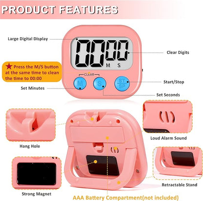 ZILLEEN Classroom Timer for Kids Teachers 2 Pack Digital Timers, White & Pink - Image 7