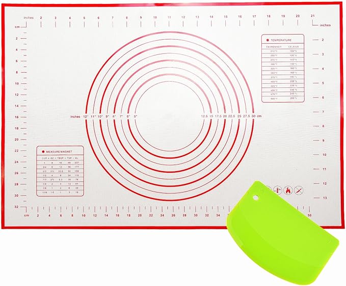 Large 24" x 16" Silicone Baking Mat | Non-Slip Pastry & Dough Mat with Dough scraper | Ideal for Rolling Out Pie Crusts, Fondant, and More | Oven-Safe Silicone Liner (24''L X 16''W) by SIRUIMAO