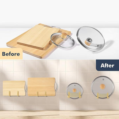Pot Lid Rack, Wall Mounted 304 Stainless Steel Pan Lid Organizer Holder, Self Adhesive, Kitchen Cooking Utensil Tool(Gold,Set of 2) - Image 7
