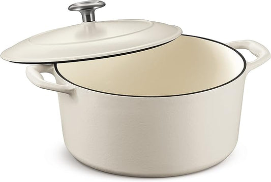 Tramontina Bestow Enameled Cast Iron Dutch Oven Pot with Lid, Round 5.5-quart, Matte White by Tramontina