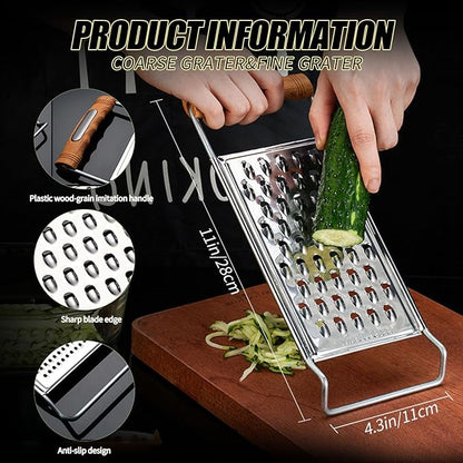 2 Pack Cheese Grater Handheld,Stainless Steel Zester Set of 2, Kitchen Flat Handheld Grater For Potato, Vegetable Chocolate, Spices,Carrot, Butter,Parmesan Cheese（Coarse Grater&Fine Grater） - Image 4