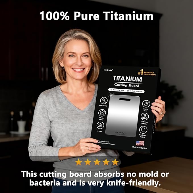 Titanium Cutting Boards for Kitchen, 100% Pure Titanium Cutting Boards, Cutting Board Double Sided Food Grade, Perfect for Sushi, Meat, Vegetables & Meal Prep – Easy To Clean 18"x12"