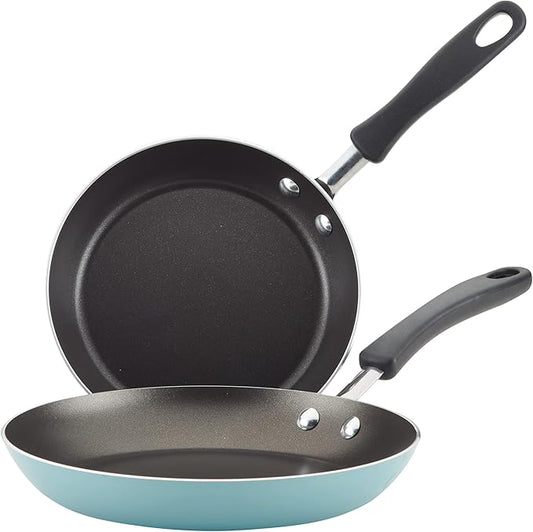 Farberware Cookstart DiamondMax Nonstick Frying Pans/Skillet Set, Dishwasher Safe, 8.25 Inch and 10 Inch, Aqua by Farberware