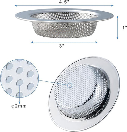 Honmein 2 Pcs Sink Strainer for Most Kitchen Sink Drain Basket, Upgraded Double-Layer Safe Design Kitchen Sink Strainer (Outer Diameter 4.5 Inch) - Image 4