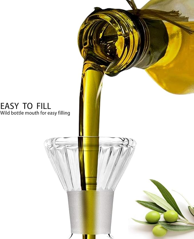 HAIZEEN 8oz/240ml Olive Oil Bottle Dispenser/Glass Cruet with DRIPLESS POUR SPOUT for Kitchen and BBQ - Image 4