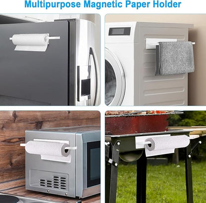 Magnetic Paper Towel Holder for Fridge, Toilet Paper Roll Holder Magnetic Paper Towel Rack Wall Mount Fridge Organizer for Papers Towels Roll Bathroom Toilet Garage RV Decor Kitchen Organization White - Image 3