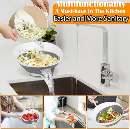 Collapsible Colander - Small Strainer Basket, Side-Drain Design, Dishwasher Safe Food Strainer for Pasta, Fruits, Vegetables